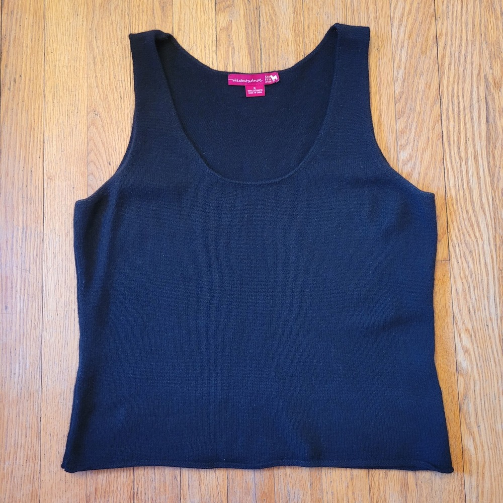 Saks Fifth Avenue XL Tank Top Black Wild About Cashmere Scoop Neck Whimsigoth